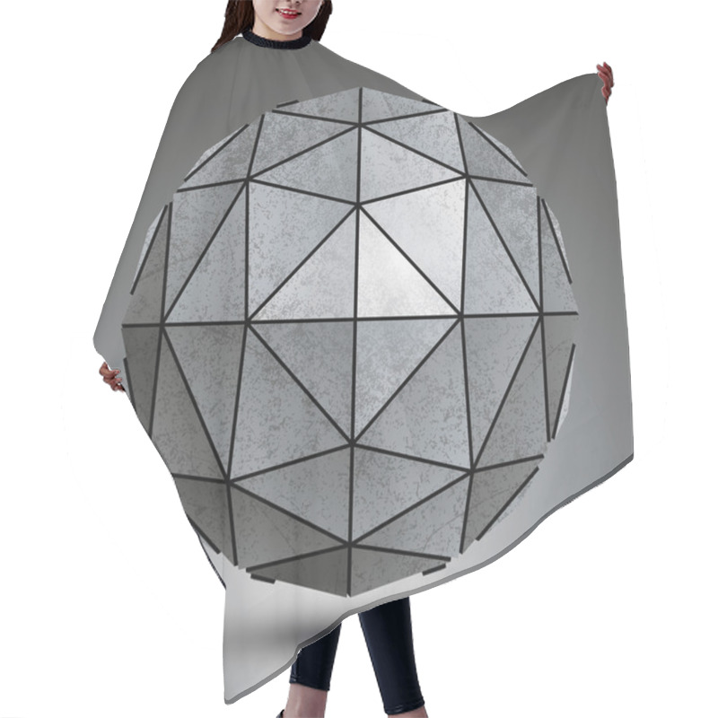 Personality  Grayscale Galvanized 3d Sphere Created With Triangles, Grunge Ab Hair Cutting Cape