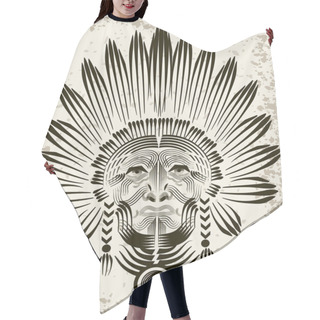 Personality  Portrait Of American Indian 2. Hair Cutting Cape