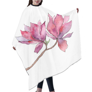 Personality  Pink Magnolia. Floral Botanical Flower. Wild Spring Leaf Wildflower Isolated. Hair Cutting Cape
