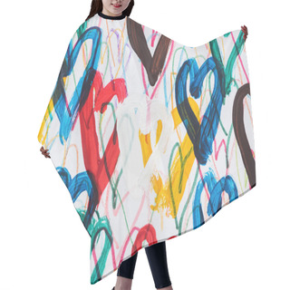 Personality  Background Of Abstract Colorful Painted Hearts On White Background Hair Cutting Cape