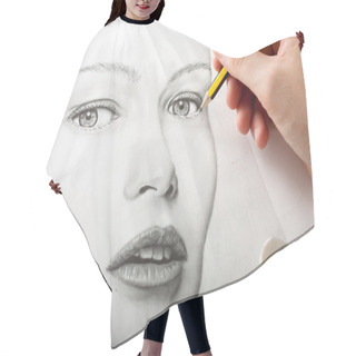 Personality  Drawing A Woman Face Hair Cutting Cape