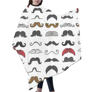 Personality  Moustache Icons Isolated Set As Labels -Stock Illustration Hair Cutting Cape