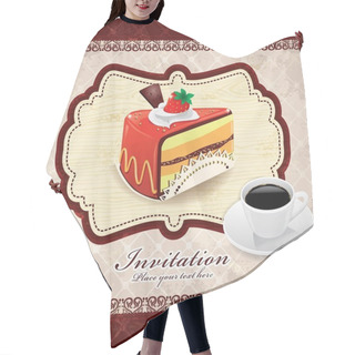 Personality  Vintage Frame With Cupcake & Coffee Template Hair Cutting Cape