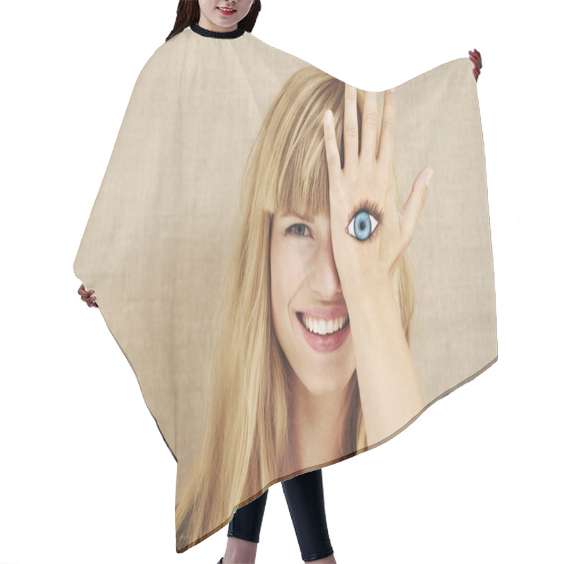 Personality  Beautiful Blond Woman Hair Cutting Cape