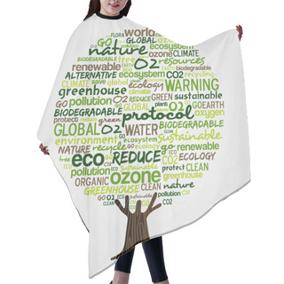 Personality  Tree Made Of Eco Friendly Typography Quotes, Think Green Concept. Environment Help Illustration With Powerful Earth Conservation Words. EPS10 Vector. Hair Cutting Cape