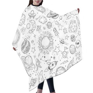 Personality  Space Doodle. Astrology Doodles, Sketch Space Universe Planets And Hand Drawn Cosmic Rocket Vector Illustration Set. Black And White Celestial Bodies, Spacecrafts And Astronomy Symbols Drawings Hair Cutting Cape
