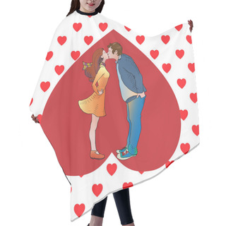 Personality  Kissing Couple In Heart. Vector Illustration Hair Cutting Cape