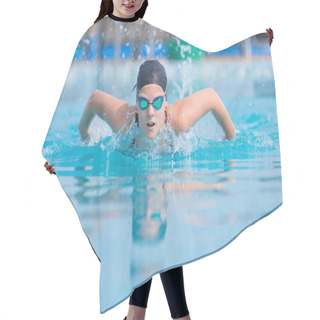 Personality  Girl Swimming Front Crawl Stroke Style Hair Cutting Cape