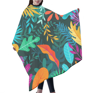 Personality  Jungle Black Background With Tropical Palm Leaves. Exotic Plants Template. Hair Cutting Cape