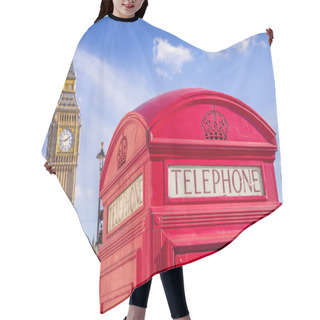 Personality  Traditional Red British Telephone Box With Big Ben On A Sunny Afternoon Hair Cutting Cape