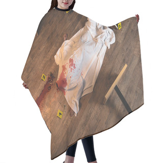 Personality  Top View Dead Body Covered With White Sheet At Crime Scene Hair Cutting Cape