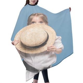 Personality  Girl With Straw Boater Hair Cutting Cape