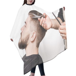 Personality  Hairdresser Shaving Young Man Hair Cutting Cape