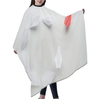 Personality  Flat Lay With White And Red Paper Planes On Grey Surface Hair Cutting Cape