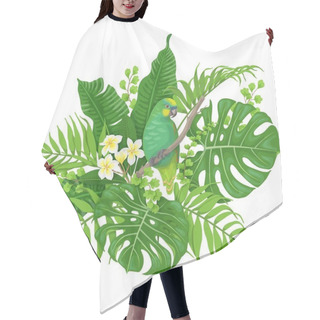 Personality  Green Parrot And Tropical Plants Hair Cutting Cape