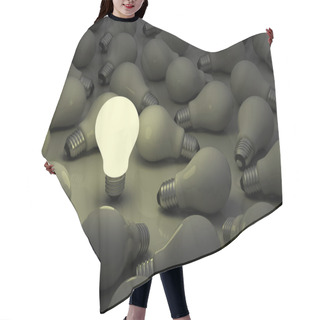 Personality  One Glowing Light Bulb Standing Out From The Unlit Incandescent Bulbs Hair Cutting Cape