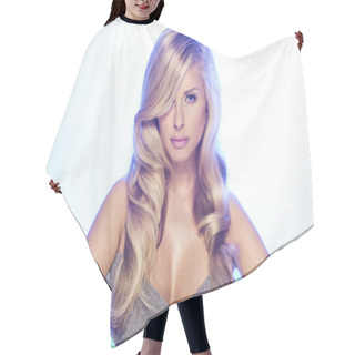 Personality  Fashion Portrait Of Blonde Beauty Hair Cutting Cape