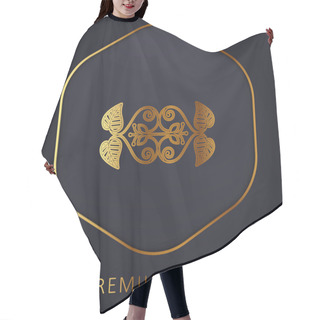 Personality  Beautiful Floral Design Golden Line Premium Logo Or Icon Hair Cutting Cape