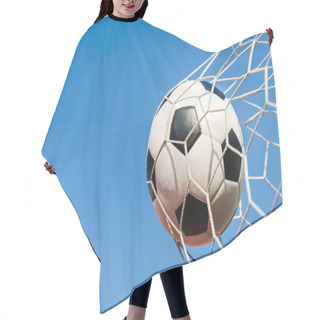 Personality  Soccer Football In Goal Net With The Sky Field. Hair Cutting Cape