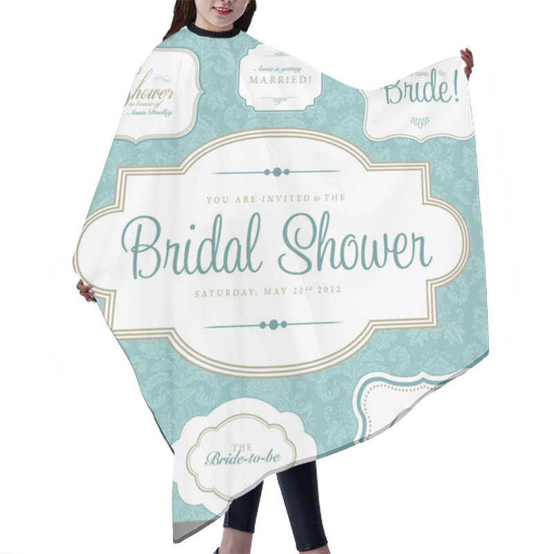 Personality  Vector Bridal Shower Frame Set Hair Cutting Cape