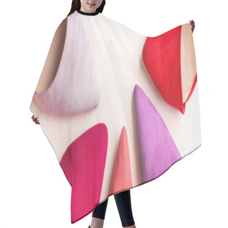 Personality  Top View Of Suede Colorful Heeled Shoes On Beige Background, Banner Hair Cutting Cape