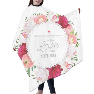 Personality  Polka Dots Pattern With Floral Vector Design Round Card Hair Cutting Cape