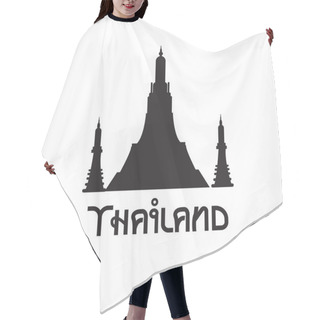 Personality  Black And White Temple In Thailand. Vector Simbol. Hair Cutting Cape