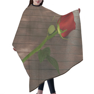 Personality  Red Rose On Dark Wooden Table Hair Cutting Cape