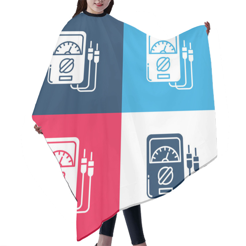 Personality  Ammeter Blue And Red Four Color Minimal Icon Set Hair Cutting Cape