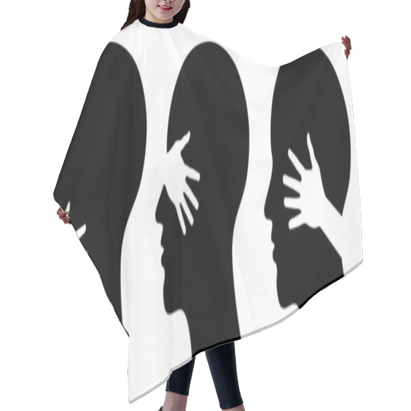 Personality  Set Silhouettes Of Heads Hair Cutting Cape