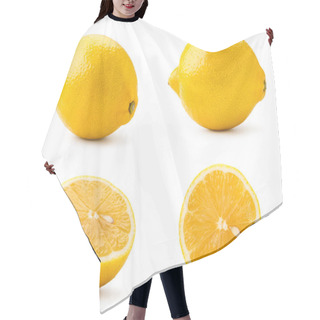 Personality  Set Lemon And Half On A White Background, Isolated. Hair Cutting Cape