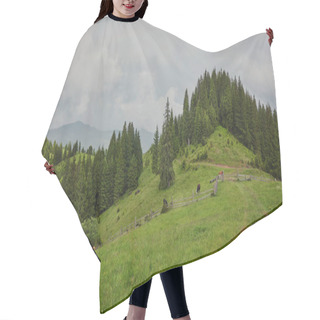 Personality  Mountainous Landscape With Forested Hills. Beautiful Summer Scenery On A Cloudy Day Hair Cutting Cape