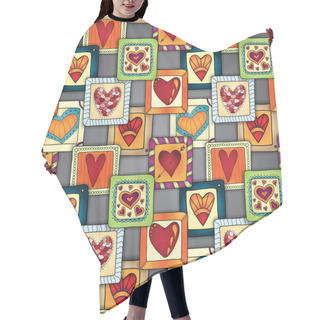 Personality  Geometric Seamless Pattern In Patchwork Style. Hair Cutting Cape