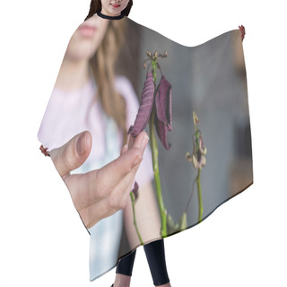 Personality  Woman Touching Plant Hair Cutting Cape