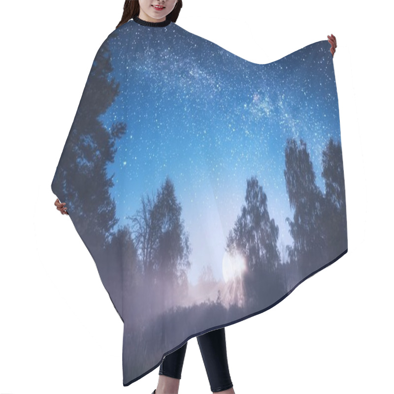Personality  Amazing Rising Of The Full Moon In A Misty Forest Hair Cutting Cape
