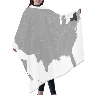Personality  Black Location Map Of US Federal State Of New York Inside Gray Map Of The United States Of America Hair Cutting Cape