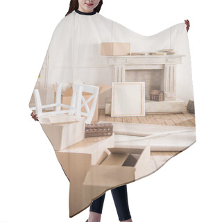 Personality  Cardboard Boxes In Empty Room  Hair Cutting Cape