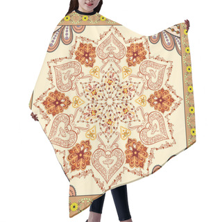 Personality  Bandanna With Brown Orange Ornament On Beige Background Hair Cutting Cape