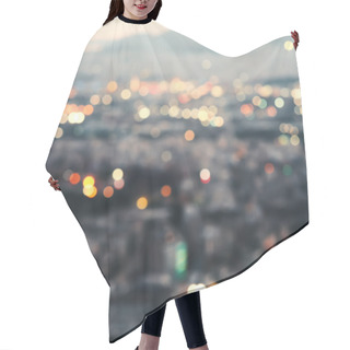 Personality  City At Night,bokeh Background. Hair Cutting Cape
