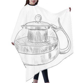 Personality  Sketch Of Glass Teapot Hair Cutting Cape