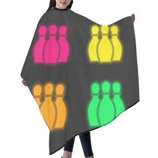 Personality  Bowling Four Color Glowing Neon Vector Icon Hair Cutting Cape