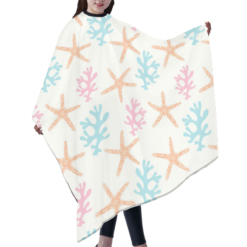 Personality  Seamless Pattern With Coral Reef  And Starfish. Underwater Background Hair Cutting Cape