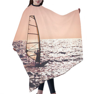 Personality  Windsurfer Silhouette Over Sea Sunset Hair Cutting Cape