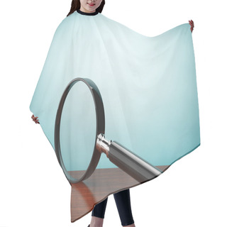 Personality  Old Style Photo. Magnifying Glass Hair Cutting Cape
