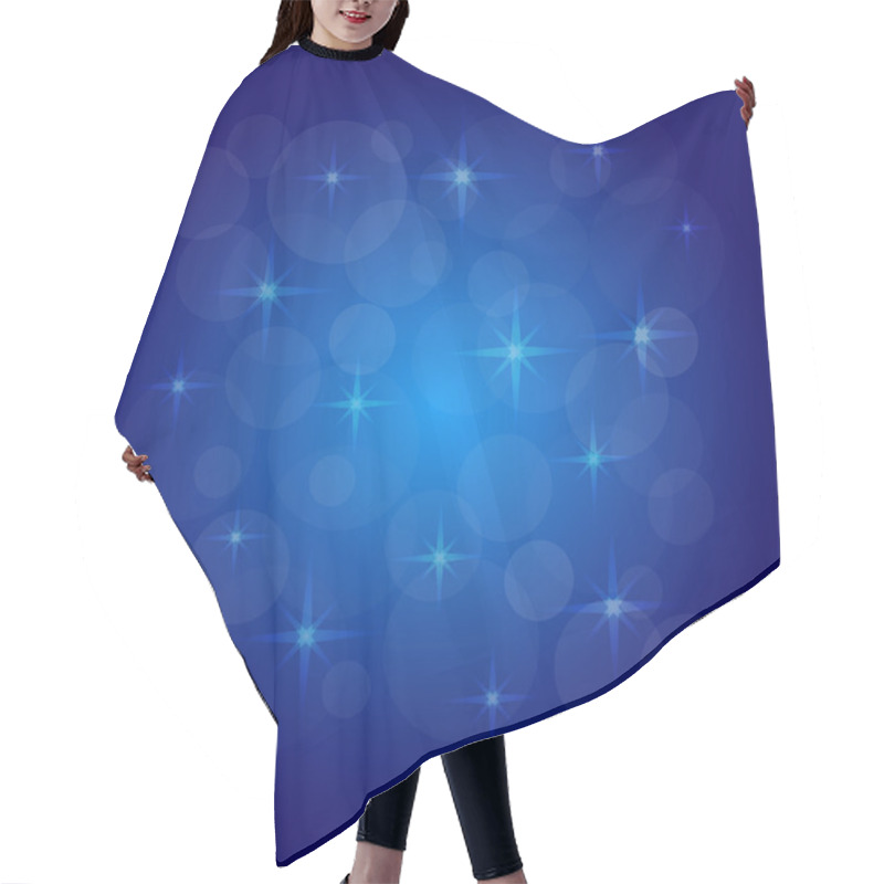 Personality  Vector Picture Of The Bokeh Effect With Stars On A Blue Background. Hair Cutting Cape