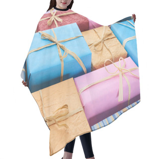 Personality  Wrapped And Colorful Presents With Bows  Hair Cutting Cape