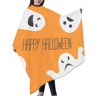 Personality  Happy Halloween Text Lettering With Ghosts. Halloween Background. Vector. Hair Cutting Cape