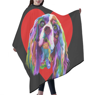 Personality  Colorful Cocker Spaniel Dog In Love Heart .Logo Element Illustration. Love Symbol Icon. Vector Illustration. Hair Cutting Cape