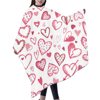 Personality  Seamless Pattern With Valentine Hearts, Sketch Drawing For Your Design Hair Cutting Cape
