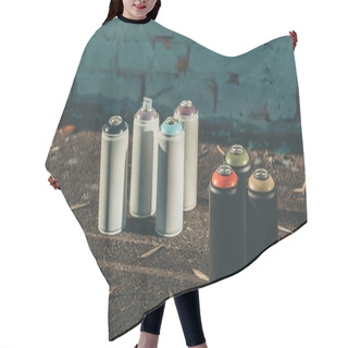Personality  Cans With Colorful Spray Paint For Graffiti On Asphalt Hair Cutting Cape